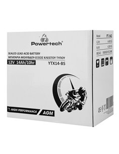 POWERTECH μπαταρία μολύβδου μοτοσυκλέτας PT-1442, 12V 14Ah, AGM, YTX14-BS