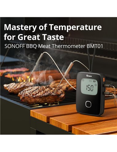 SONOFF smart θερμόμετρο barbeque BMT01 με 2x αισθητήρες, έως 300 °C, μαύρο