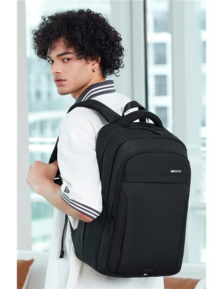 GOLDEN WOLF τσάντα πλάτης GB00711 με θήκη laptop 15.6", 27L, μαύρη