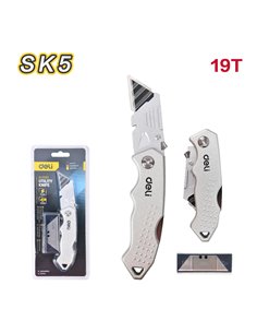 DELI κοπίδι DL008Z με ανταλλακτικές λεπίδες, μεταλλικό, 19mm, γκρι