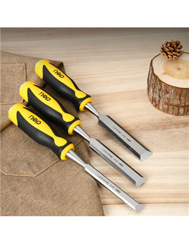 DELI σετ σκαρπέλα ξύλου DL6203-ED1 με αντιολισθητική λαβή, 12/19/25mm, 3τμχ