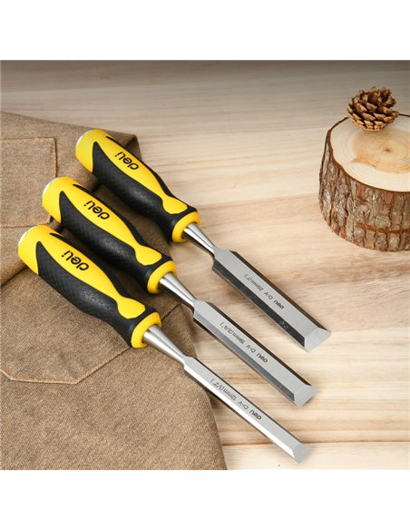 DELI σετ σκαρπέλα ξύλου DL6203-ED1 με αντιολισθητική λαβή, 12/19/25mm, 3τμχ