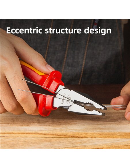 DELI πένσα ηλεκτρολόγου DL512008 με αντιολισθητικές λαβές, VDE 1000V, 200mm