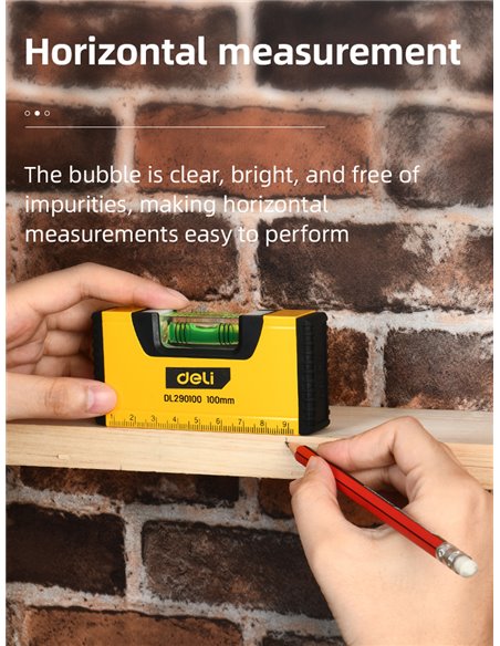 DELI αλφάδι DL290100 με 1 μάτι & κλίμακα, αλουμινίου, 10cm