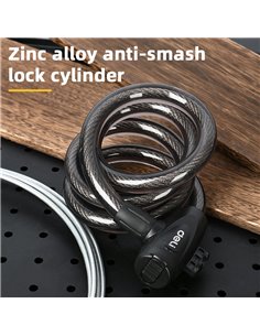 DELI κλειδαριά ποδηλάτου με κλειδί DL508062, Φ12mm, 1m, μαύρη