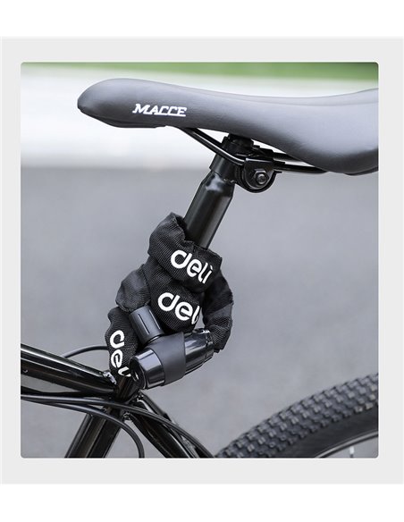 DELI κλειδαριά ποδηλάτου με κλειδί DL508021, Φ4mm, 1m, μαύρη