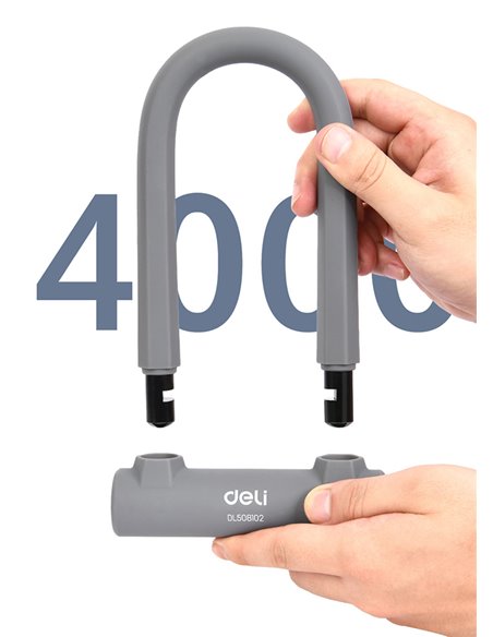 DELI κλειδαριά πέταλο ποδηλάτου με κλειδί DL508102, 126x196mm, γκρι