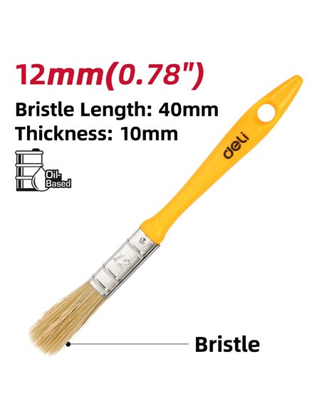 DELI πινέλο βαφής DL509131 με φυσικές τρίχες, πλαστική λαβή, 12mm