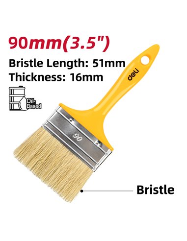 DELI πινέλο βαφής DL509138 με φυσικές τρίχες, πλαστική λαβή, 90mm