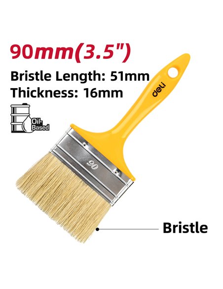 DELI πινέλο βαφής DL509138 με φυσικές τρίχες, πλαστική λαβή, 90mm