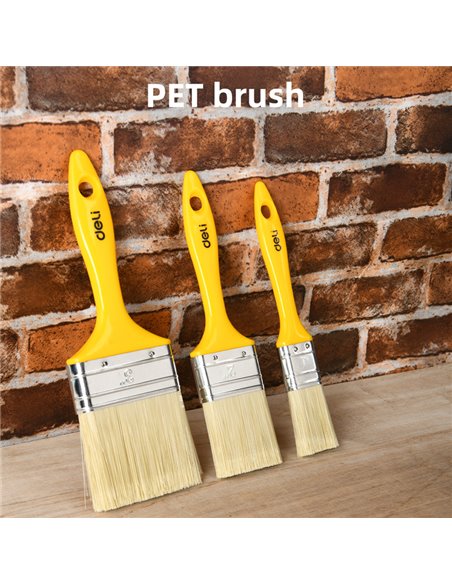 DELI σετ πινέλα βαφής DL509157 με συνθετικές τρίχες, πλαστική λαβή, 25/50/75mm, 3τμχ