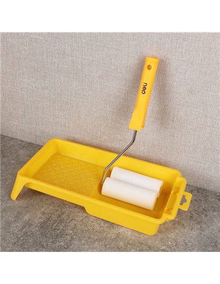 DELI σετ βαφής DL509704, 2x ρολά/λαβή/σκάφη, πολυεστερικός αφρός, 10mm, 100mm, 4τμχ