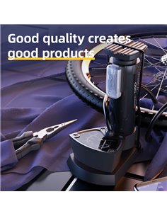 DELI τρόμπα ποδιού DL880003 με μανόμετρο, 140PSI, μαύρη