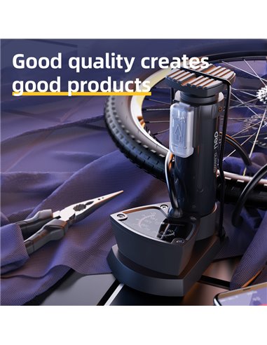 DELI τρόμπα ποδιού DL880003 με μανόμετρο, 140PSI, μαύρη