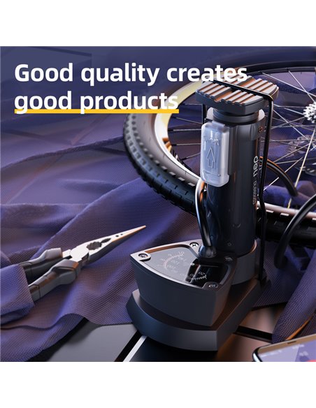 DELI τρόμπα ποδιού DL880003 με μανόμετρο, 140PSI, μαύρη