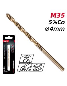 DELI τρυπάνι DH-MHZ040-E2 για μέταλλο, M35 HSS 5% κοβαλτίου, DIN 388, 4x75mm, κυλινδρικό