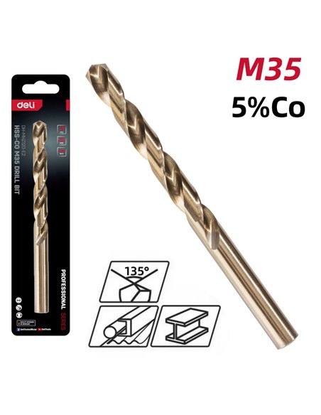 DELI τρυπάνι DH-MHZ120-E2 για μέταλλο, M35 HSS 5% κοβαλτίου, DIN 388, 12x151mm, κυλινδρικό