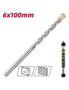 DELI τρυπάνι DH-JGZ060-E1 για τοίχο, 40Cr YG6, 6x100mm, κυλινδρικό