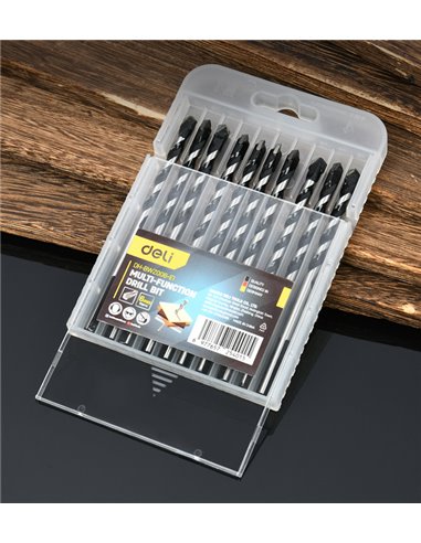 DELI σετ τρυπάνια DH-BWZ006-E1 για τοίχο/μέταλλο/ξύλο, 45 YG6X, 6x100mm, τρίπλευρο, 10τμχ