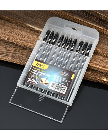 DELI σετ τρυπάνια DH-BWZ006-E1 για τοίχο/μέταλλο/ξύλο, 45 YG6X, 6x100mm, τρίπλευρο, 10τμχ