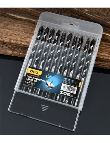 DELI σετ τρυπάνια DH-BWZ008-E1 για τοίχο/μέταλλο/ξύλο, 45 YG6X, 8x105mm, τρίπλευρο, 10τμχ