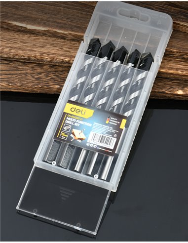 DELI σετ τρυπάνια DH-BWZ012-E1 για τοίχο/μέταλλο/ξύλο, 45 YG6X, 12x120mm, τρίπλευρο, 5τμχ
