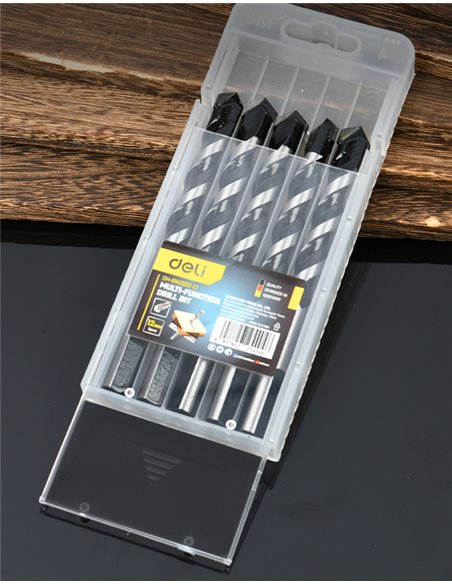 DELI σετ τρυπάνια DH-BWZ012-E1 για τοίχο/μέταλλο/ξύλο, 45 YG6X, 12x120mm, τρίπλευρο, 5τμχ