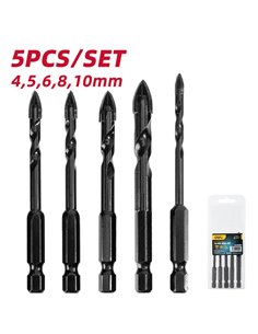 DELI σετ τρυπάνια DH-CZZ005-ED2 για γυαλί, 40Cr YG6X, 4/5/6/8/10mm, εξάγωνο, 5τμχ