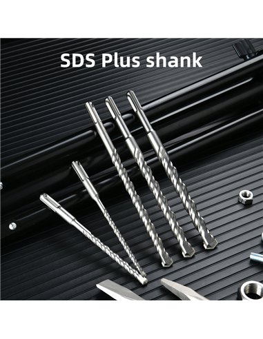 DELI σετ τρυπάνια/καλέμι/βελόνι DH-YCZ010-EH1 για τοίχο, 40Cr YG8, SDS Plus, 10τμχ