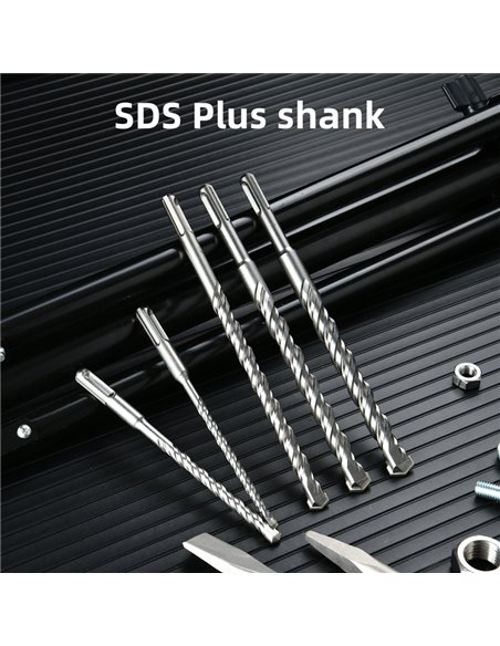 DELI σετ τρυπάνια/καλέμι/βελόνι DH-YCZ010-EH1 για τοίχο, 40Cr YG8, SDS Plus, 10τμχ