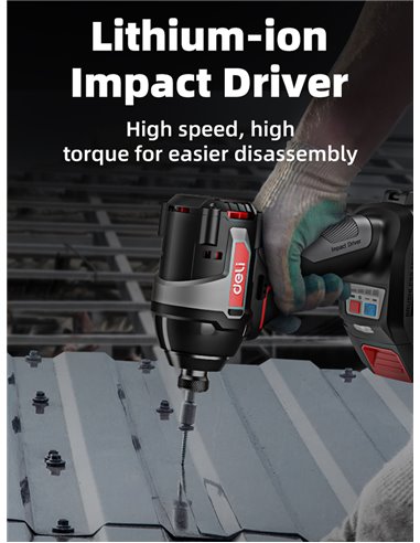 DELI παλμικό κατσαβίδι μπαταρίας DE-QZ20-1D2, Brushless, 20V, 2x 2Ah, 200N.m