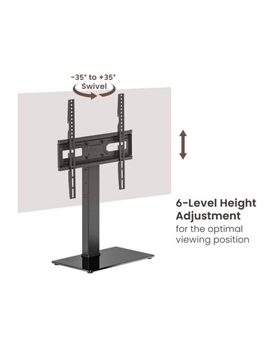 POWERTECH επιτραπέζια βάση τηλεόρασης PT-1445, 32-65", έως 40kg