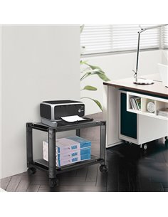 BRATECK ραφιέρα δαπέδου AMS-4L με ροδάκια, 2 ράφια, 50x33x37cm, έως 10kg, μαύρη