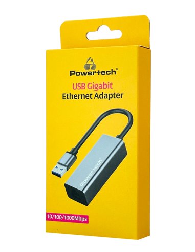 POWERTECH αντάπτορας δικτύου PT-1454, USB, 1000Mbps Ethernet, γκρι
