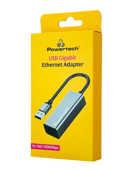 POWERTECH αντάπτορας δικτύου PT-1454, USB, 1000Mbps Ethernet, γκρι