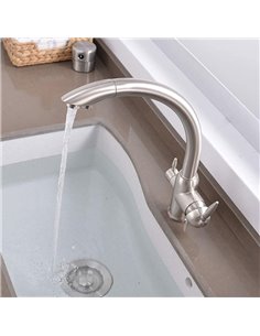 BRUNO μπαταρία πάγκου κουζίνας BRN-0238, τρίοδη, αναμεικτική, ασημί