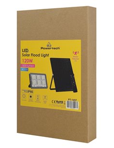 POWERTECH LED ηλιακός προβολέας PT-1457 με τηλεχειριστήριο, αισθητήρας κίνησης, 120W, 4000K, 1500lm, IP66