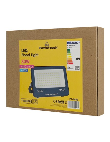 POWERTECH LED προβολέας PT-1459, 50W, 4000K, 4500lm, IP66