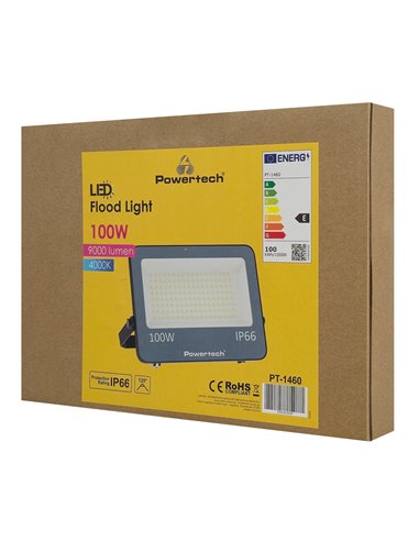 POWERTECH LED προβολέας PT-1460, 100W, 4000K, 9000lm, IP66