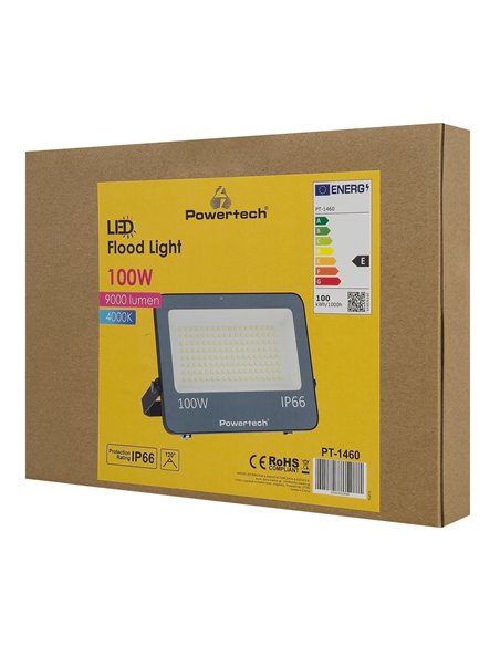 POWERTECH LED προβολέας PT-1460, 100W, 4000K, 9000lm, IP66