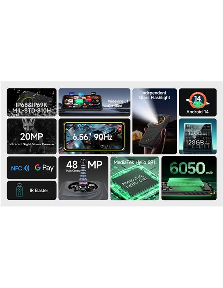 ULEFONE smartphone Armor X31, 6.56", 6/128GB, 6050mAh, IP68/IP69K, μαύρο