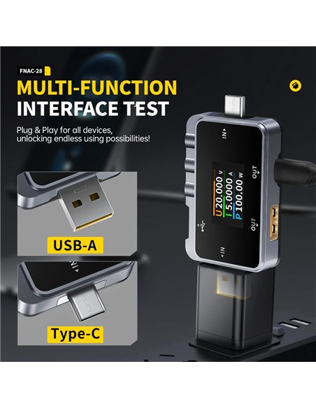 FNIRSI USB tester φόρτισης FNAC-28, USB & USB-C