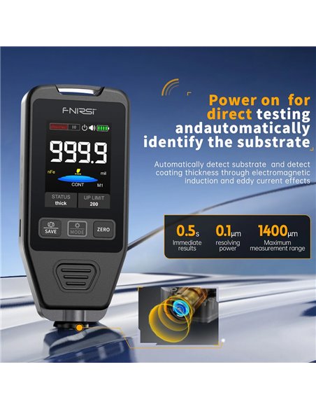 FNIRSI ψηφιακός μετρητής πάχους χρώματος CTG-20, 0-1400μm, επαναφορτιζόμενος