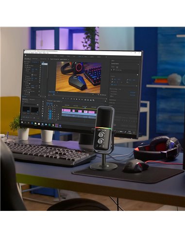 CMTECK επιτραπέζιο μικρόφωνο XM600, omnidirectional/καρδιοειδές, USB, RGB LED, μαύρο