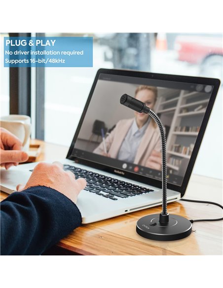 CMTECK επιτραπέζιο μικρόφωνο G009 με εύκαμπτο βραχίονα, omnidirectional, USB, μαύρο