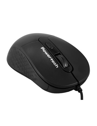 POWERTECH ενσύρματο ποντίκι PT-1467, οπτικό, έως 1600DPI, μαύρο
