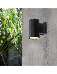 POWERTECH φωτιστικό τοίχου HLL-0189 για GU10 λάμπα, μεταλλικό, IP65, μαύρο