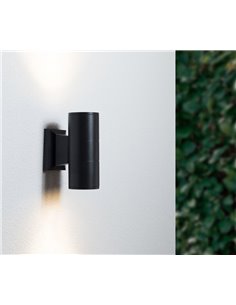 POWERTECH φωτιστικό τοίχου HLL-0190 για 2x GU10 λάμπες, μεταλλικό, IP65, μαύρο