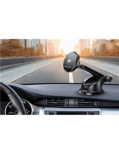 POWERTECH ασύρματος φορτιστής & βάση smartphone αυτοκινήτου PT-1492, Qi2, 15W, μαύρος