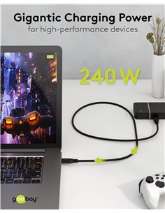 GOOBAY καλώδιο USB-C 74183, USB4, 240W, 40Gbps, 8K/60Hz, 1m, μαύρο